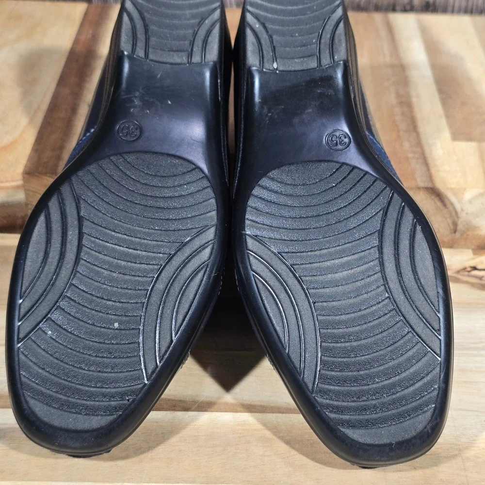 Soft Space Collection Women's Wedge Loafers Blue Suede Patent Size 35 EU Comfort
